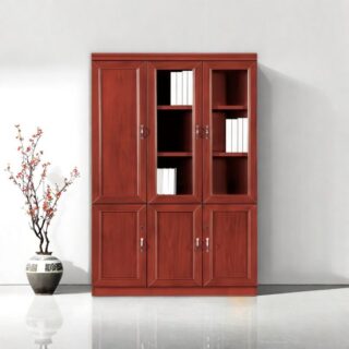 3-Door Wooden Mahogany Finished Office Filing Cabinet