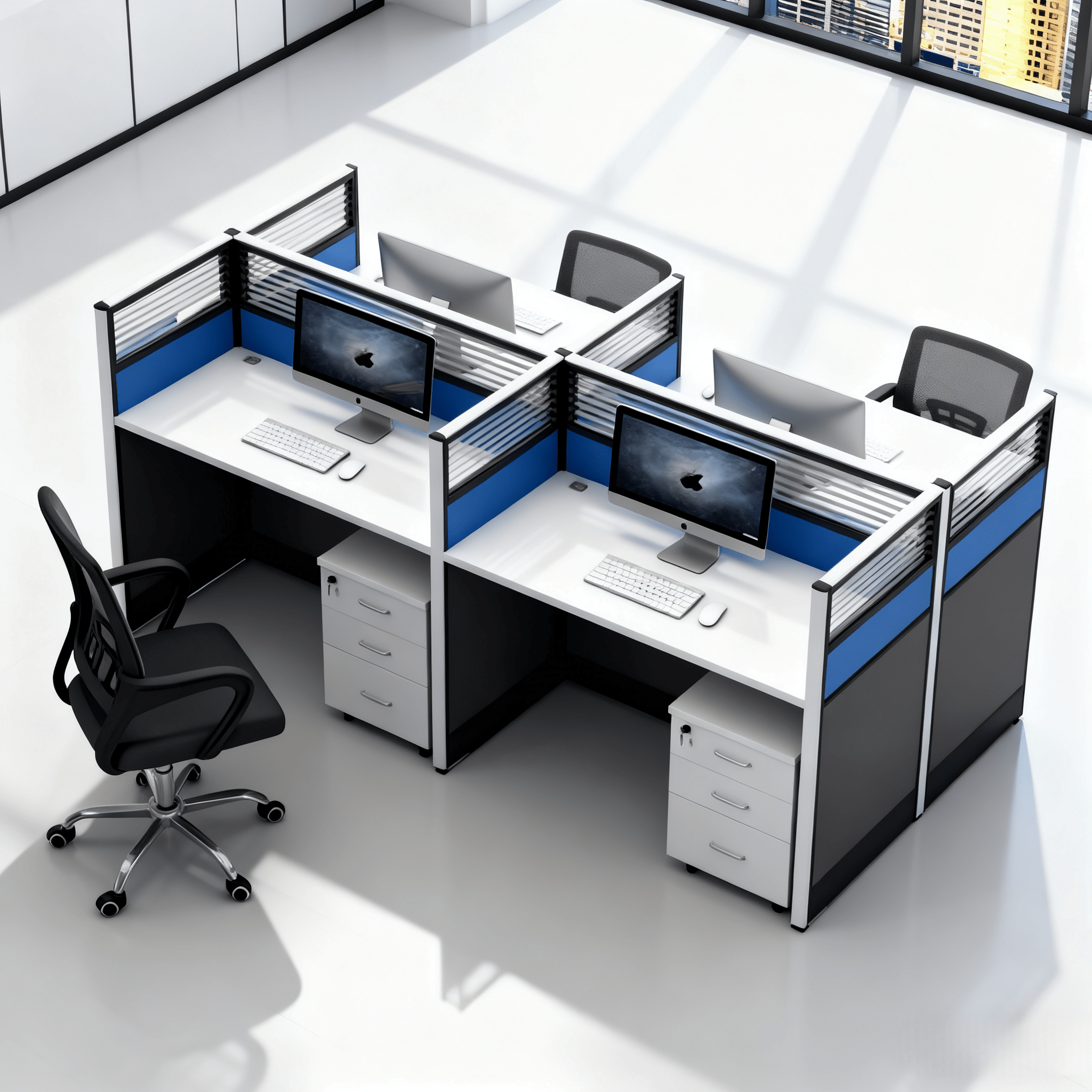 4-Person Modular With Three Drawers Pedestal Office Workstation - Image 3